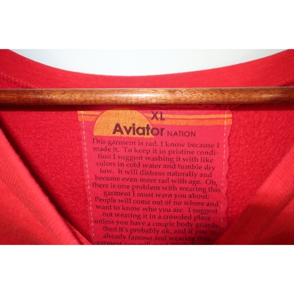 Aviator Nation Red & White Lightning Bolt Crewneck Sweatshirt Men's Size Large - Picture 11 of 11